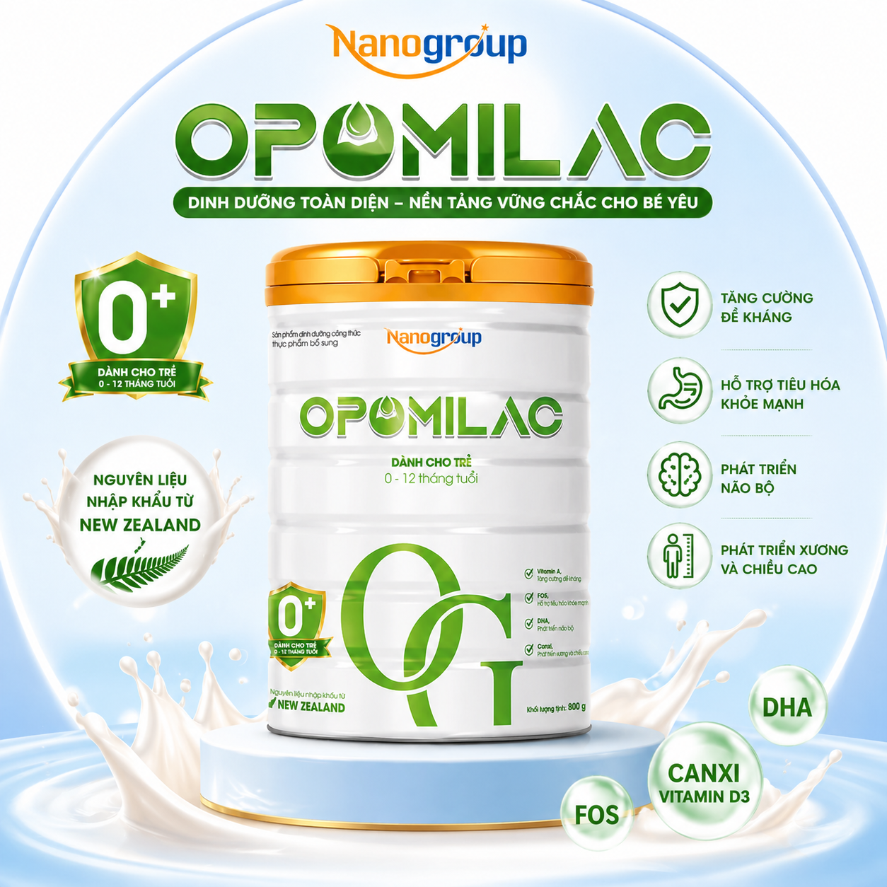 OPOMILAC 0+ LON 800G (Sữa dành cho bé từ 0 - 12 tháng tuổi)