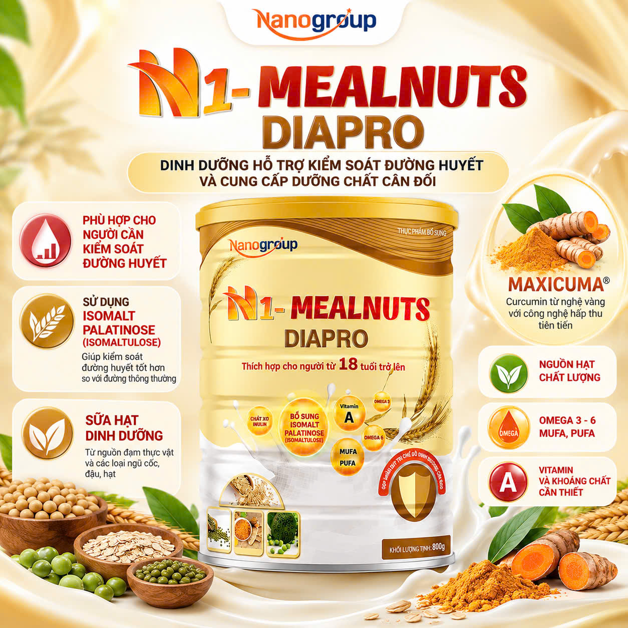 Sữa hạt N1_Mealnuts Diapro phiên bản mới